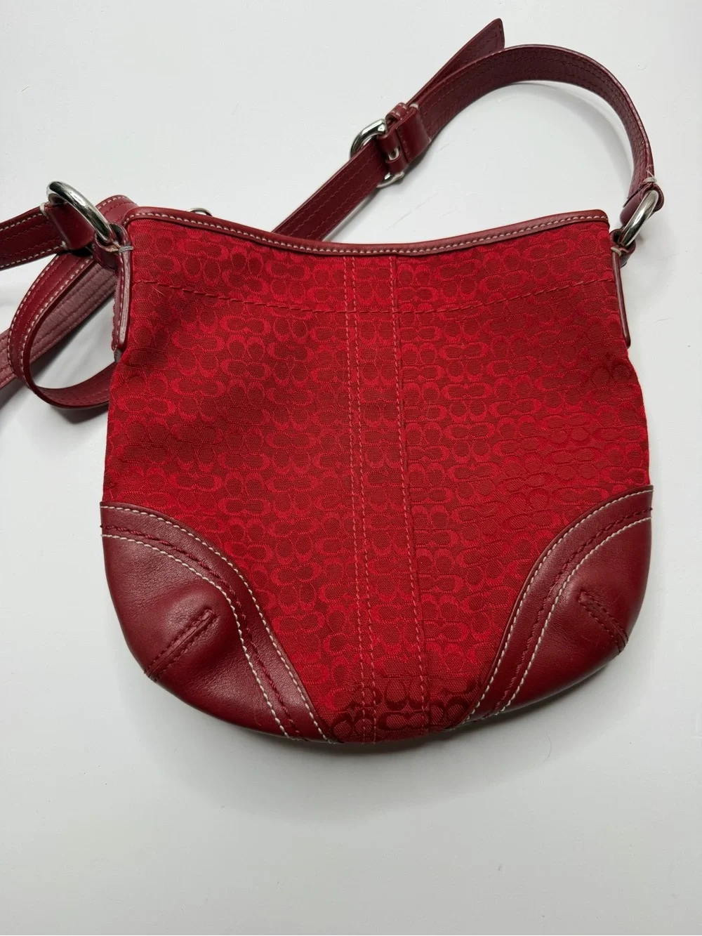 vintage Y2K Coach Soho Cherry Red Signature Canvas and Leather crossbody bag